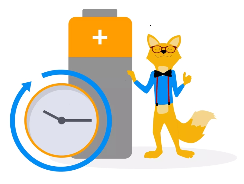 The Smart Home Fox is waiting for the battery to charge.